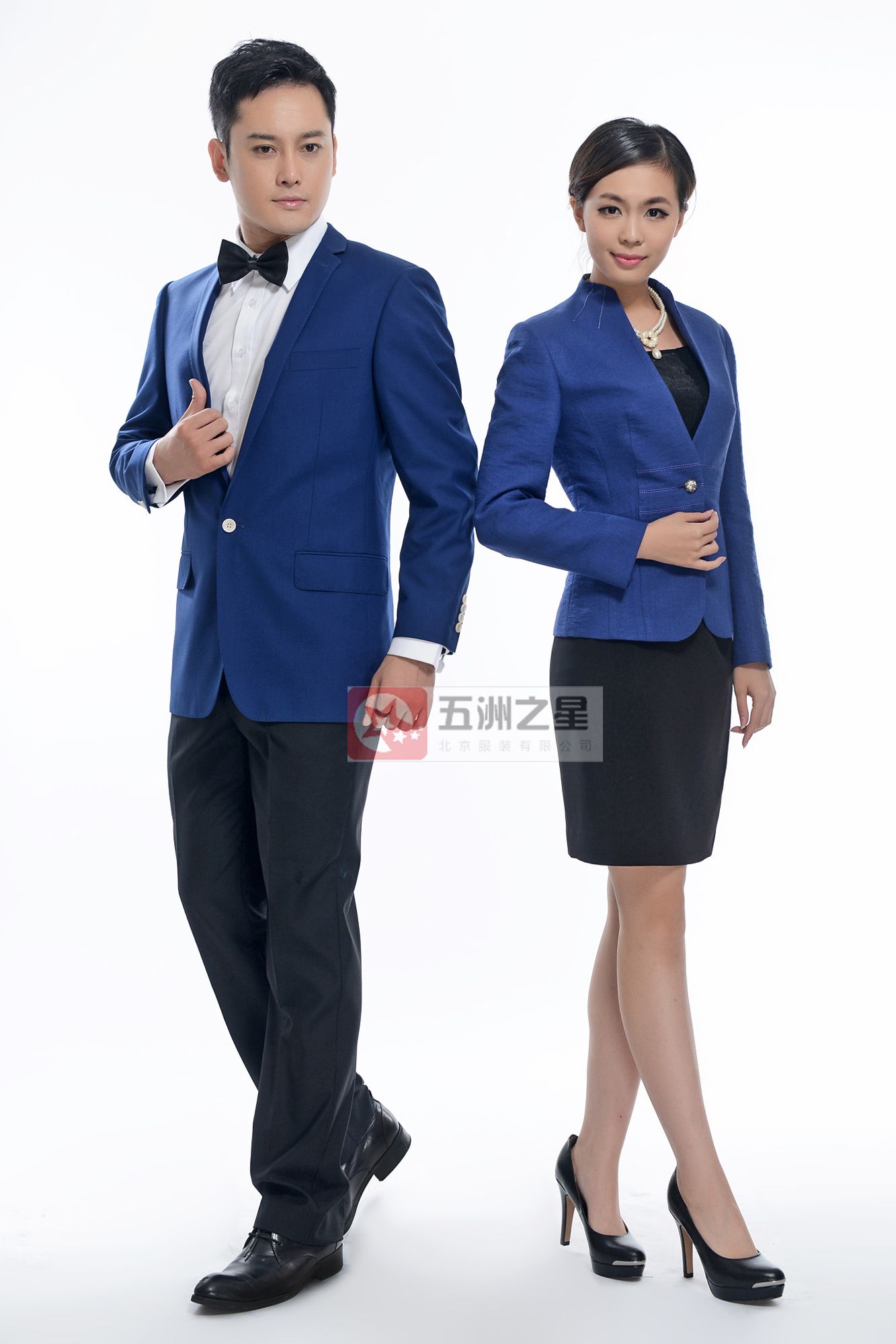 藍(lán)色一?？勐殬I(yè)工作服定做模特圖
